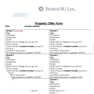 Tenant Offer Form