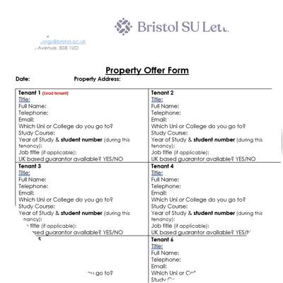Tenants - Bristol SU Lettings